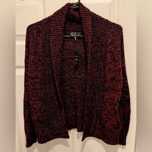 Aritzia x Talula Cashmere Angora blend Burgundy knit open waterfall cardigan XS